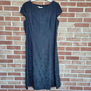 Vintage Talbots Maxi Dress Women's 16 New with Tags Black Floral Print Y2K 90's